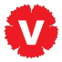 Vänsterpartiets röda nejlika med ett vitt V.